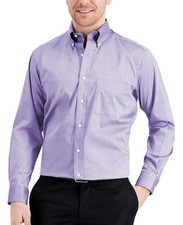 Club Room Men's Regular-Fit Performance Lavender Button Up Dress Shirt - M