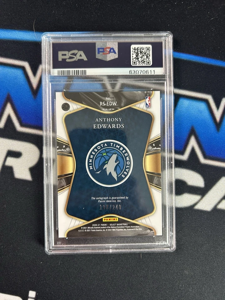 2020 Select Anthony Edwards Rookie Signatures /249 PSA 9 Mint Auto Centered RC - Image 2 of 2