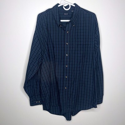 Arrow Wrinkle Free Plaid Button Up Shirt Mens XXL Blue Long Sleeve