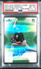 2021 LEAF PERFECT GAME NATIONAL SHOWCASE METAL AUTO MATTHEW PORCHAS 1/1 PSA 8