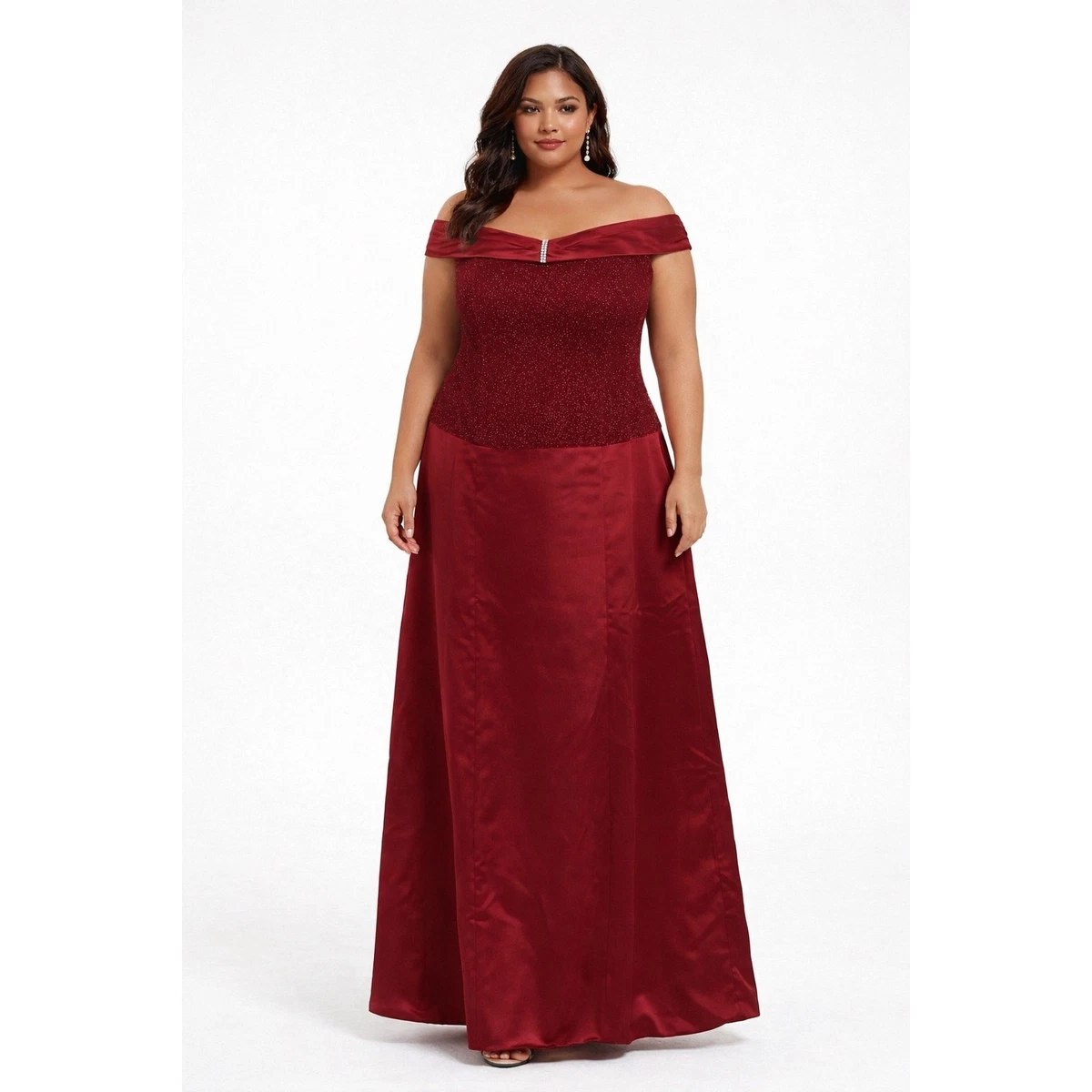green emerald velvet dress Plus Size Satin Ribbon Waist Glitter Maxi Dress with Short Sleeves –  Ever-Pretty Plus main image 0