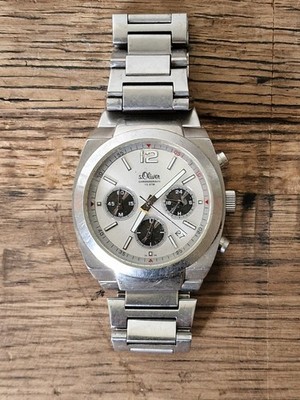 S.Oliver Mens Chronograph Watch Stainless Steel Date 10ATM Needs Battery