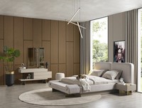 Schlafzimmer Beige Bett 2X Nachttische Schminktisch Mit Spiegel Hocker
