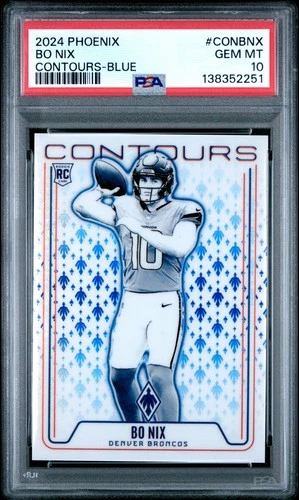 Bo Nix 2024 Panini Phoenix Contours Blue /50 (RC) Rookie PSA 10 Broncos