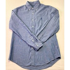 Ralph Lauren Button Down Shirt Mens Large Blue Custom Fit Cotton Long Sleeve