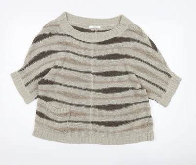 Marks & Spencer Women's Beige Striped Pullover Size 14 - Image 1 of 4