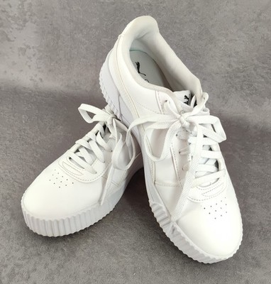 PUMA Carina Women's 9.5 Platform Lace Up White Leather Sneakers Low Top Casual 