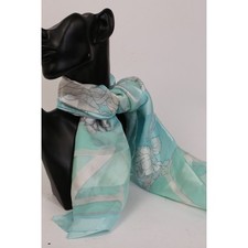 Vintage Nina Ricci Pastel Green Floral Silk Scarf Shawl