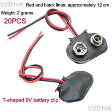 T-type 9V Battery Clip, Compatible with UNO, 2560, DUE, Dc3.5 Female Connector