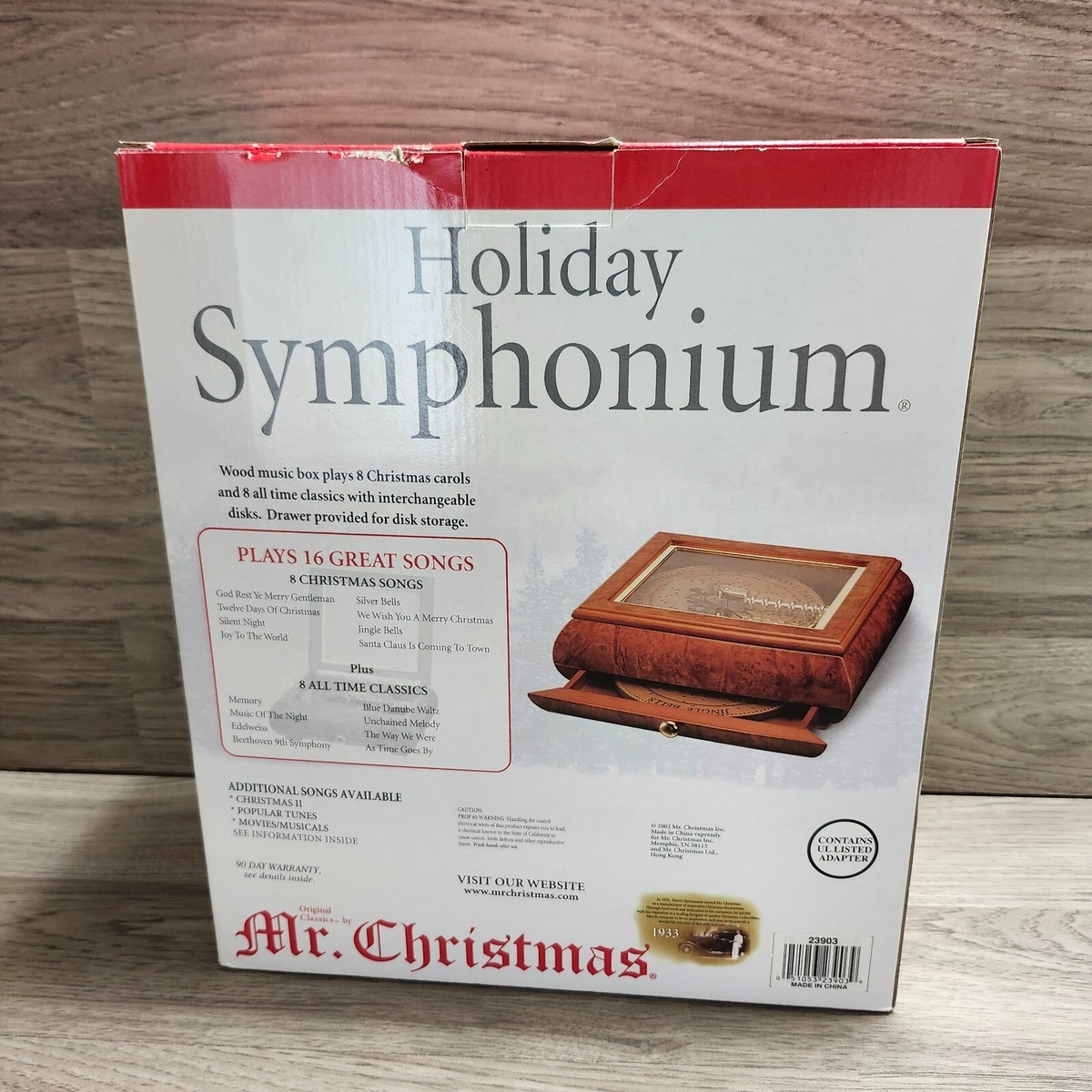 Mr. Christmas Holiday Symphonium Wooden Music Box with Discs NEW