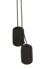 Black Dog Tag Pendant Chain US ARMY MARINES GI Identity Plate Necklace