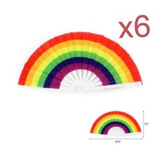 6 X Rainbow Folding Fans Pride Fan Gay Pride LGBT Fans For Parties And Parade