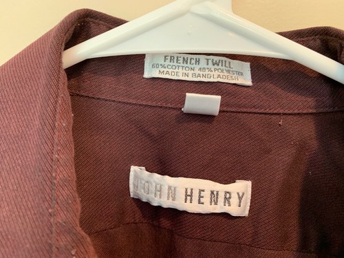John Henry Mens French Twill Fitted Long Sleeve Button Down SZ 16 32/33 - Picture 3 of 4