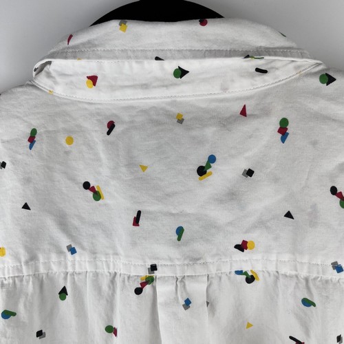 Camicia casual Lifted Research Group uomo XL bianca con bottoni retrò geometrica anni 90 - Foto 13 di 14