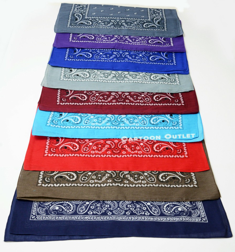 COWBOY WESTERN BANDANA 100% COTTON PAISLEY PRINT SCARVE HANDKERCHIEF ...