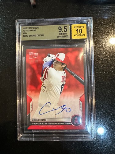 2022 TOPPS NOW SHOHEI OHTANI RED BGS 9.5 GEM BGS 10 AUTO W/30 HRs & 10 W /10
