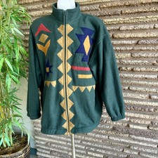 Rafael Vintage Aztec Print Full Zip Casual Jacket Size Large