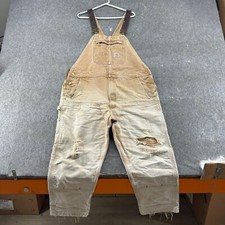 Carhartt Overalls Men 42x30 Brown Tan Relaxed Fit Double Knee Unlined Distressed