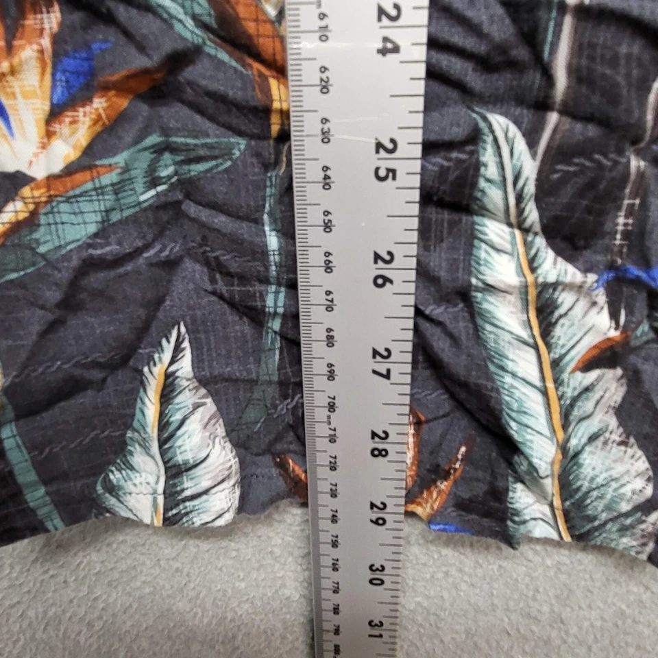 Camisa con botones Island Shores para hombre 2XL gris floral cuello de palmeras hawaiano Foto 4 de 4