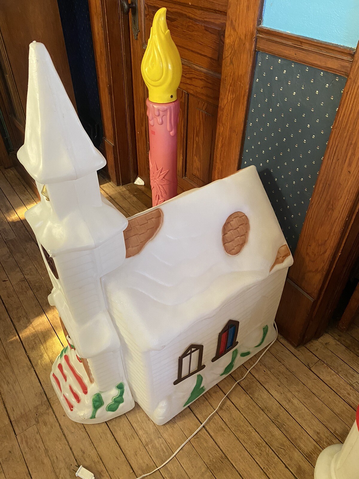 Christmas Church Blow Mold Illuminated 40” Tall Bundle Of 3 Blow Molds