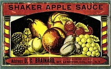Vintage Postcard- SHAKER APPLE SAUCE LABEL, SHAKER MUSEUM, OLD CHATHAM, N.Y.