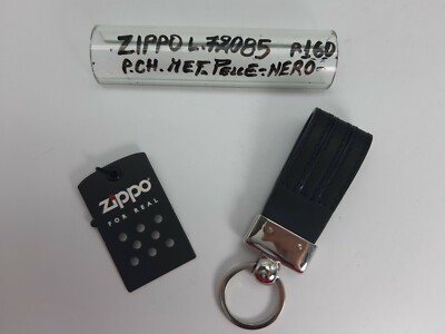 Schlüsselanhänger - Leder/Metall - Chrom/Schwarz - Cod.L72085 - Zippo 