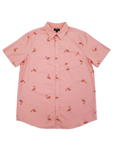 Mens Pink Flamingo Print Short Sleeve 