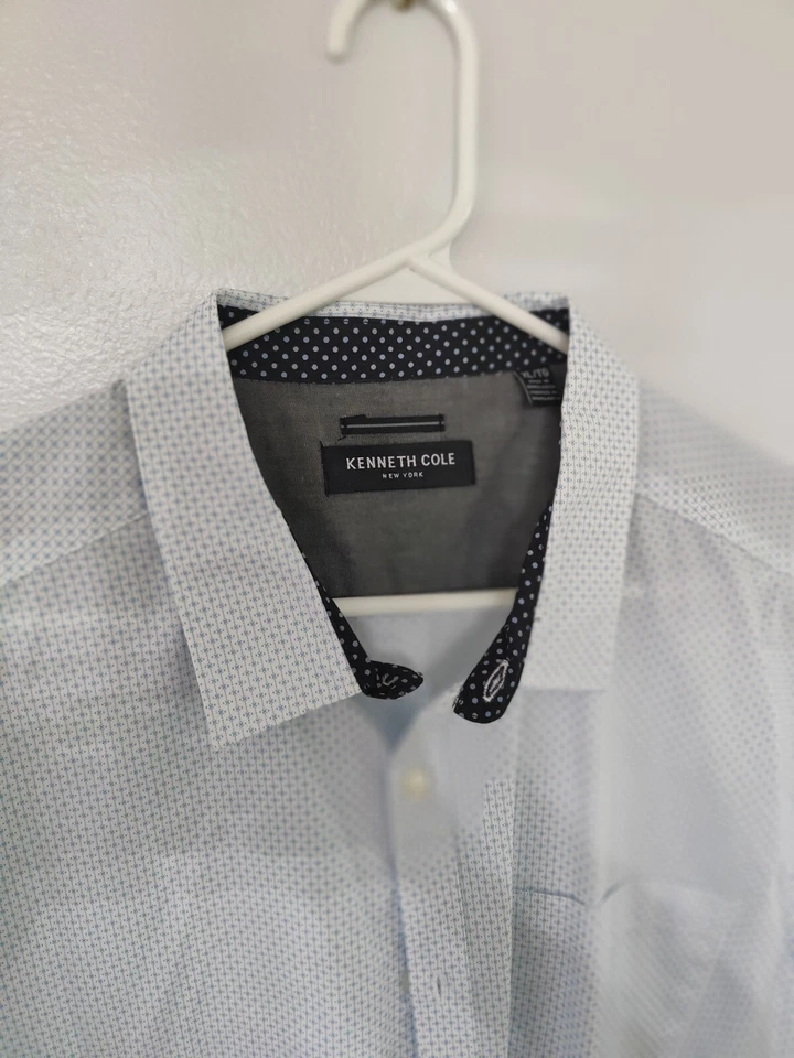 Camisa de vestir corta con botones Kenneth Cole para hombre - manga azul claro XL Foto 4 de 4