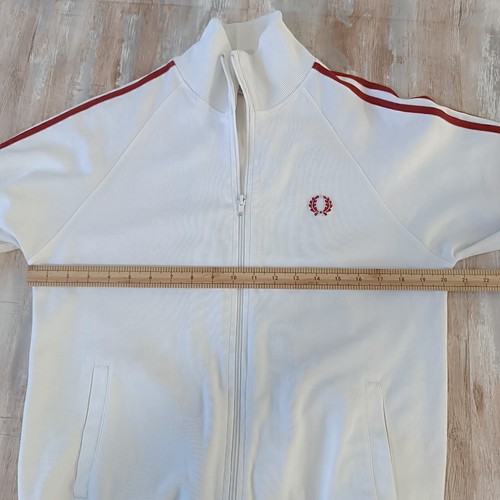 Fred Perry Track Jacket Size M Mens Full Zip Mock Neck white - Picture 10 of 13