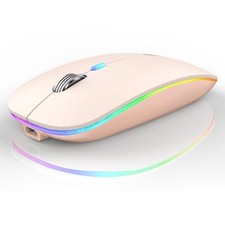 LED Wireless Slim Rechargeable Silent Mouse 2.4G USB Nude Pink