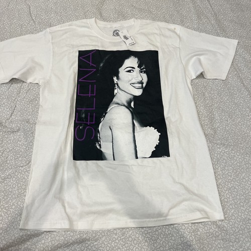 Selena Purple & Black Design Size L Unisex White T-Shirt NEW ** Pt8 #109