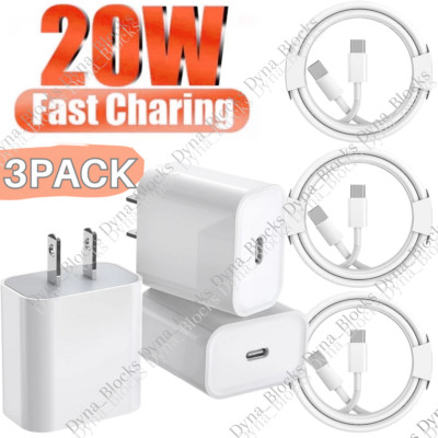 3PACK Lot 20W Super Fast Charger Type C For iPhone 14 13 12 11Pro Max X XR 8Plus