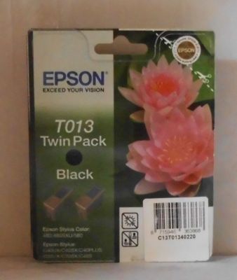 2 x Epson T013 Tinte black Stylus Color 480 580 C20 C40 S SX UX plus Twin Pack