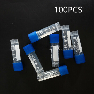100PCS Chemistry Test Vials 2ml Micro Cryotube Centrifuge Tubes Caps Plastic