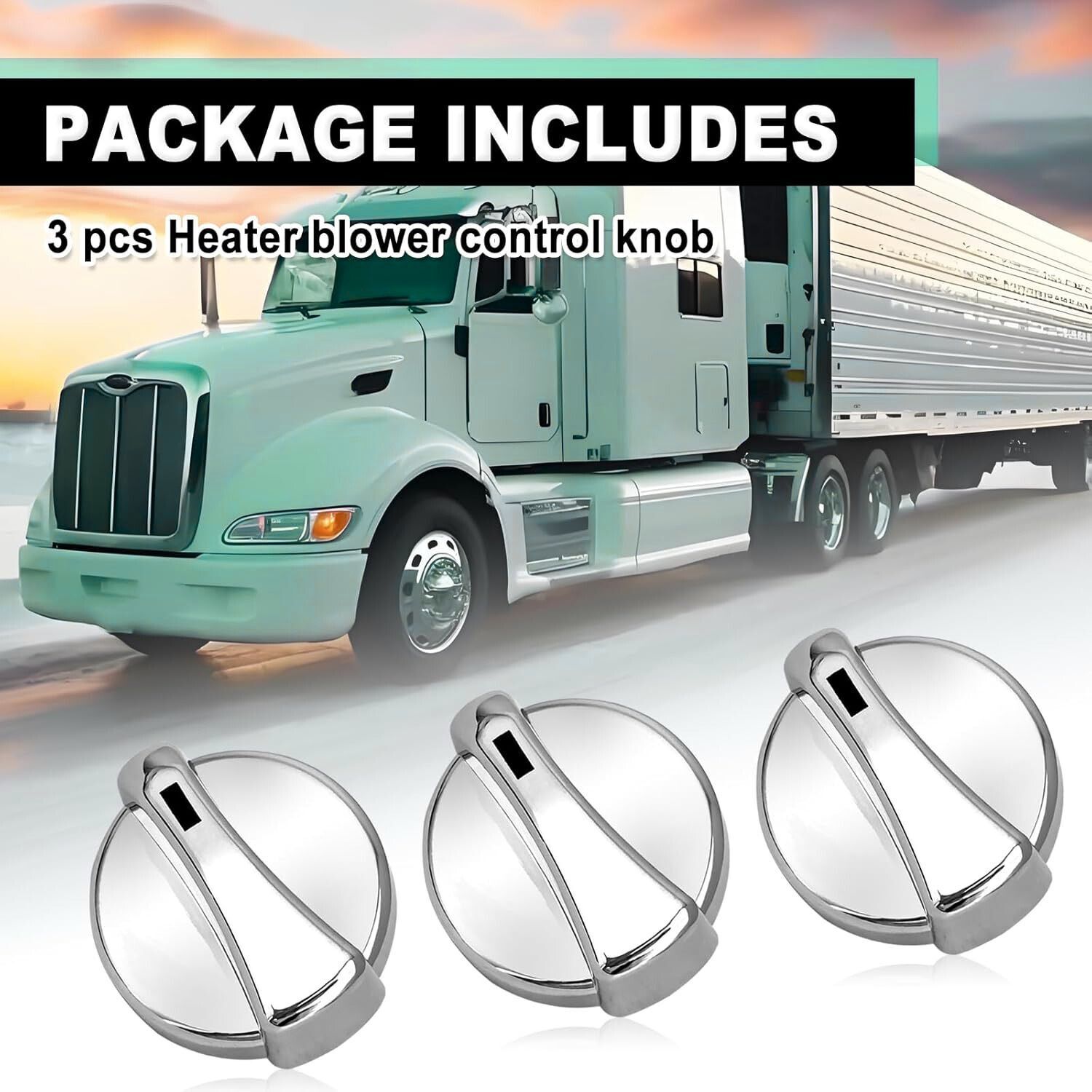 3Pcs AC Heater Blower Fan Control Knob for 121-0001-000 2007-2009 Peterbilt 386