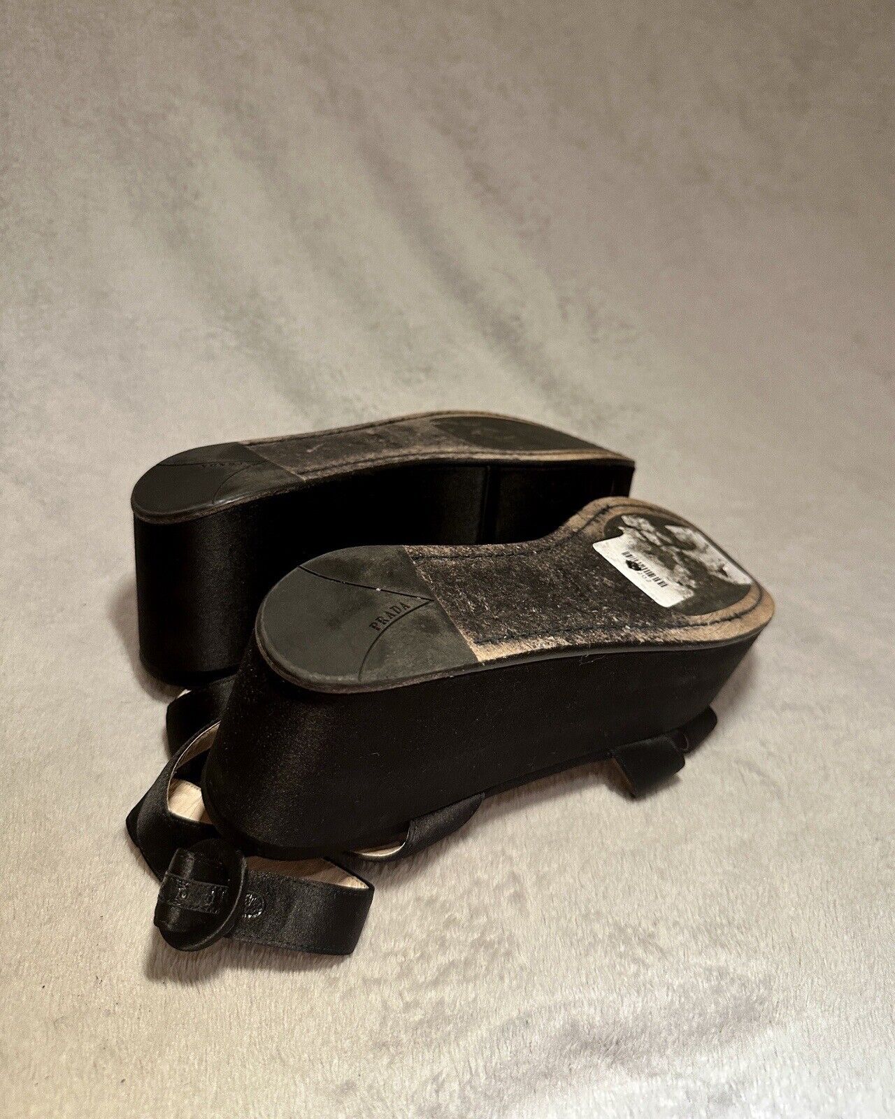 Prada Black Satin Platform/Flatform Shoes Sandals… - image 3