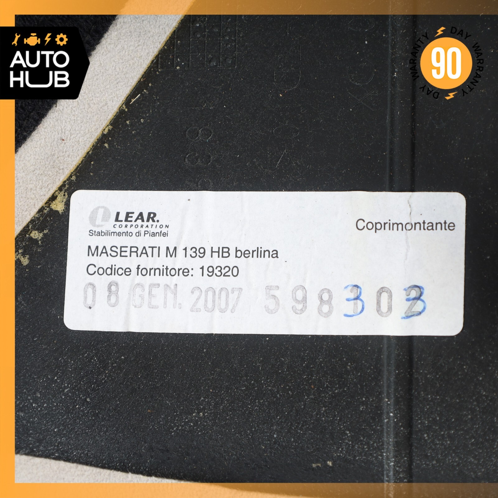 03-13 Maserati Quattroporte M139 Rear Right Quarter Upper C Pillar Suede OEM