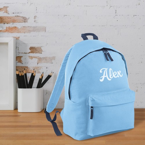 Personalised School Backpack in SkyBlue With Custom Name For Kids Or Childrens - Picture 6 of 6