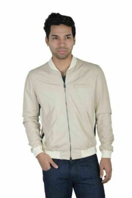 Drome Men's Stone Beige Full Zip Leather Jacket US L IT 52