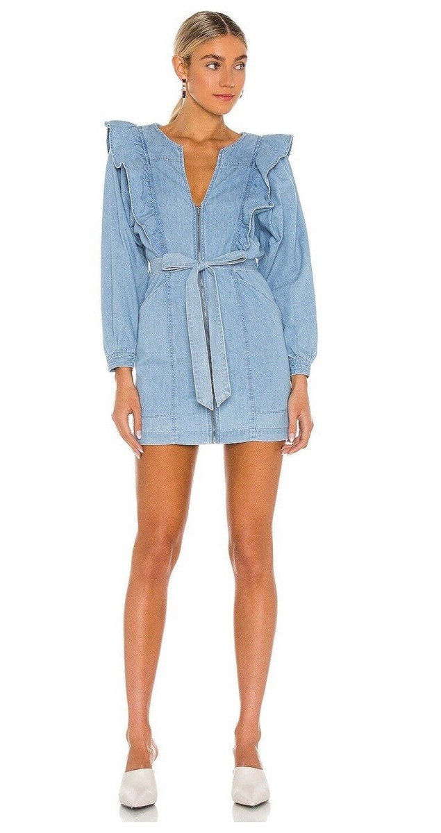 imogene denim mini dress NWT Free People Imogene Denim Mini Dress Size Small