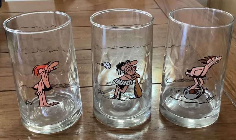 1981 Arby's BC Comic Ice Age Hart Collector Series Glasses Lot Of 3