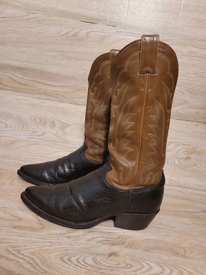 Justin Western Cowboy Boots Mens Size 8 D Two Tone Inlay  display picture 1