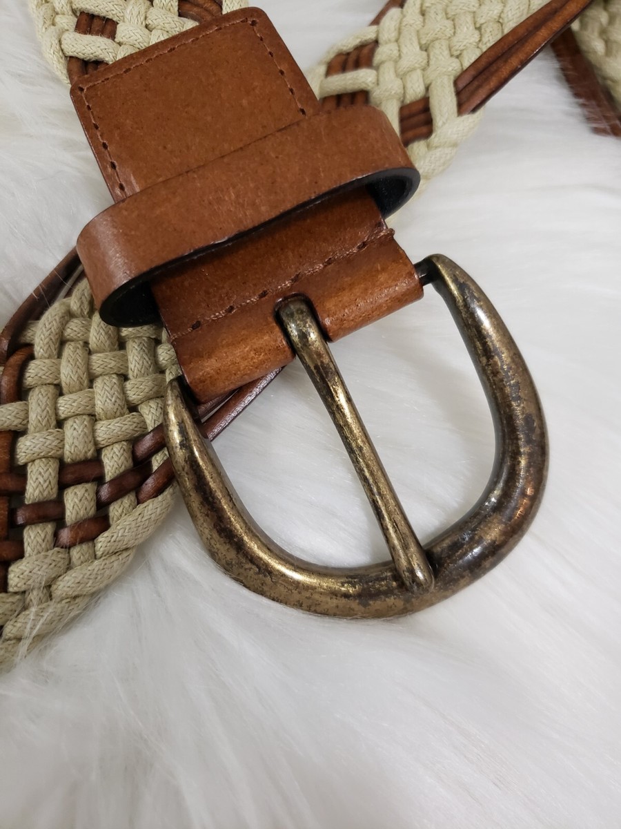 Leather Belt Braided Brass Buckle Boho Brown beach y2k  display picture 3