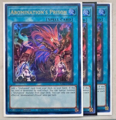 3x Abomination's Prison 1st Edition Ultra Rare RA02-EN064 Yu-Gi-Oh!