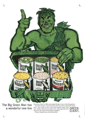 1960 JOLLY GREEN GIANT Peas & Corn & Mexicorn * DECORATIVE REPLICA METAL SIGN *