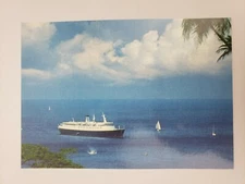 Vintage Ship Sunline Cruise Stella Solaris Greek Registry Unposted Postcard 