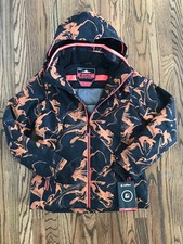 New Killtec Pattern Ski Jacket Waterproof Insulated Rust Black Women's Sz 6 8 10