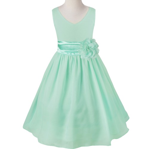 US Girls Chiffon Bridesmaid Wedding Party Flower Dress Pageant Prom Ball Gown - Picture 31 of 88