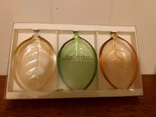 NEW  Open Box Pier 1 Leaf Dishes Set of 3 Glass Dishes 6" L x 3.5" W Multicolor 