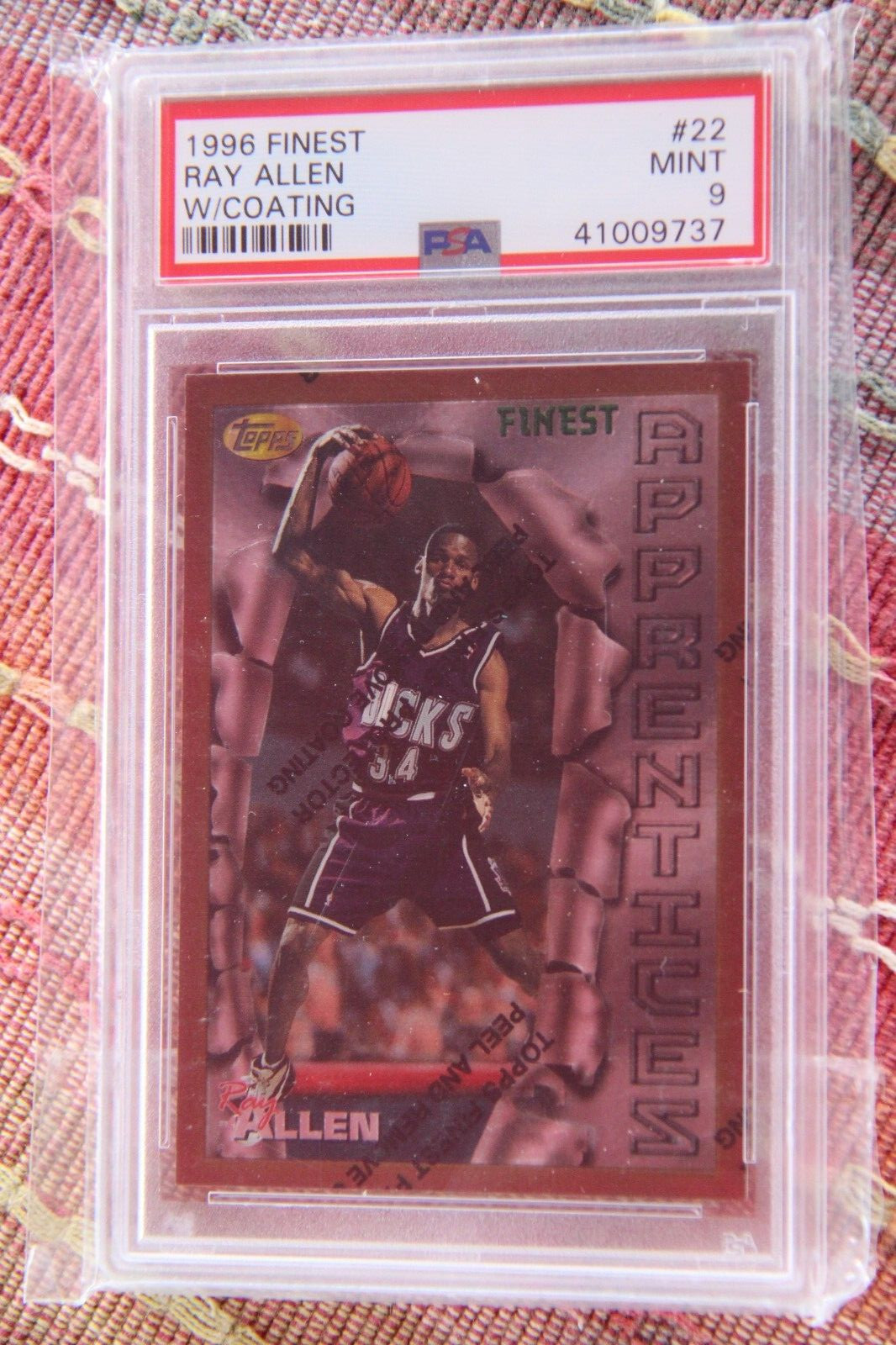 1996 FINEST #22 Ray Allen W/ Coating RC ROOKIE PSA 9 MINT! Basketball Card